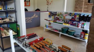 Sand and Cement - Our counter area and tools display