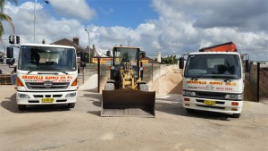 Sand and Cement - our trucks and loader